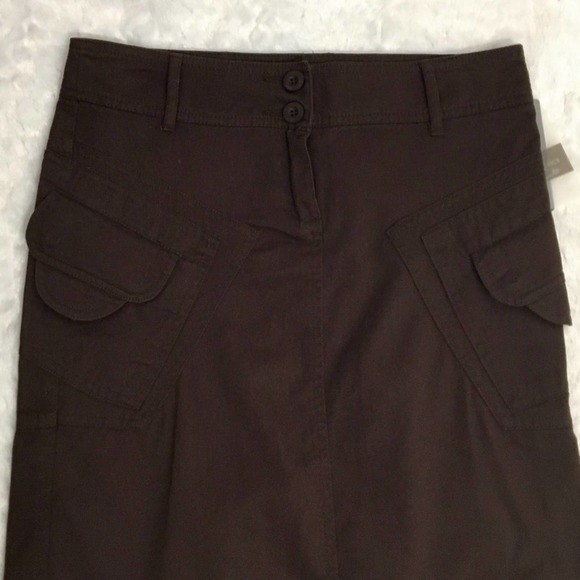 NEW Mango Midi Pencil Skirt Women's Size 2 Brown Snap-Front Pockets MNG Basics - Picture 4 of 9